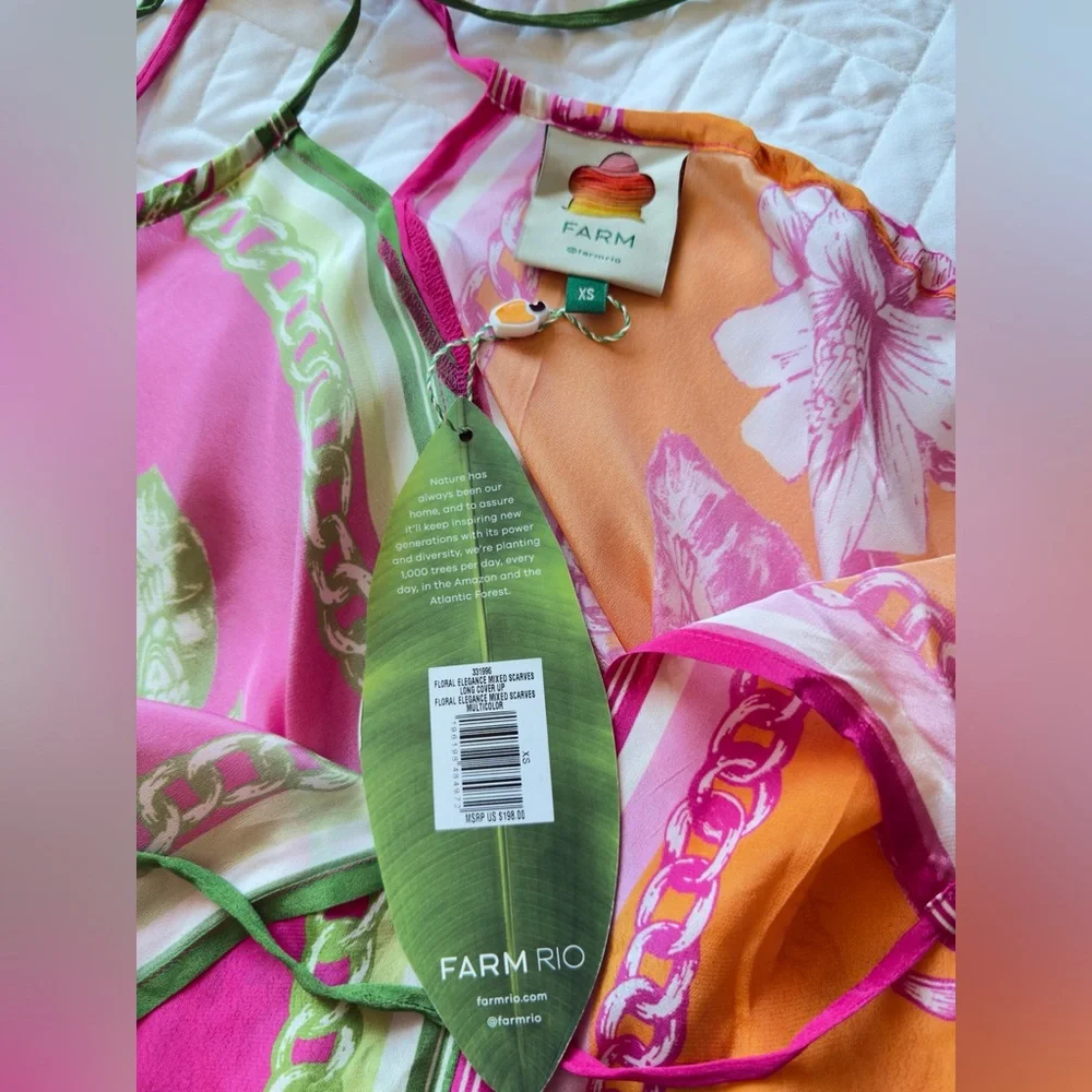 NWT Farm Rio Mixed Scarves Floral Elegance Maxi Cover-Up - XS - Picture 4 of 9